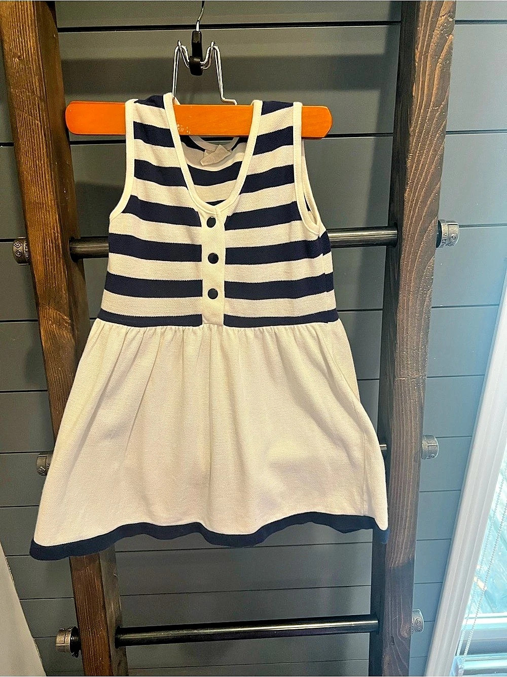 Petit Bateau Striped Dress Blue & Cream Baby 4 ans